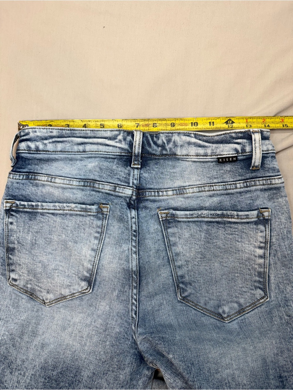 Risen High-Rise Distressed Jeans in Light Blue Wash - Picture 11 of 12